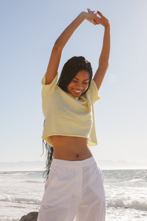 Aloe Knitted Tee - Butter Yellow