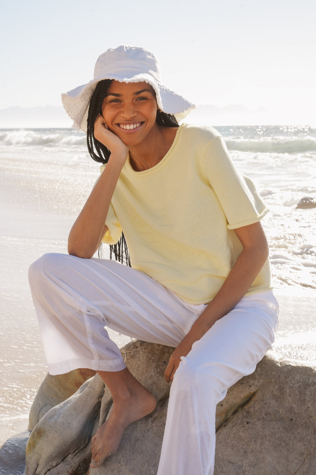 Aloe Knitted Tee - Butter Yellow