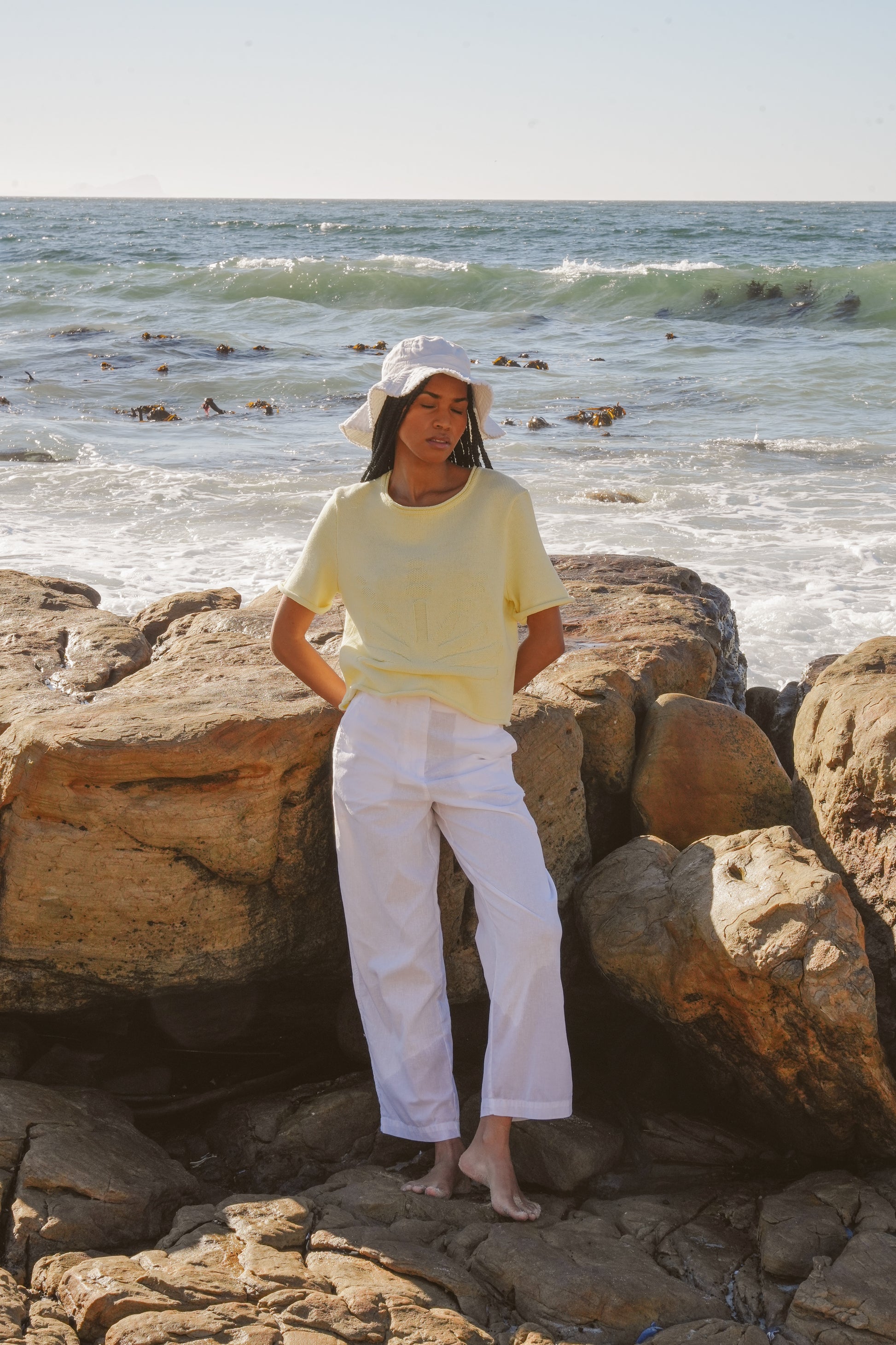 Aloe Knitted Tee - Butter Yellow