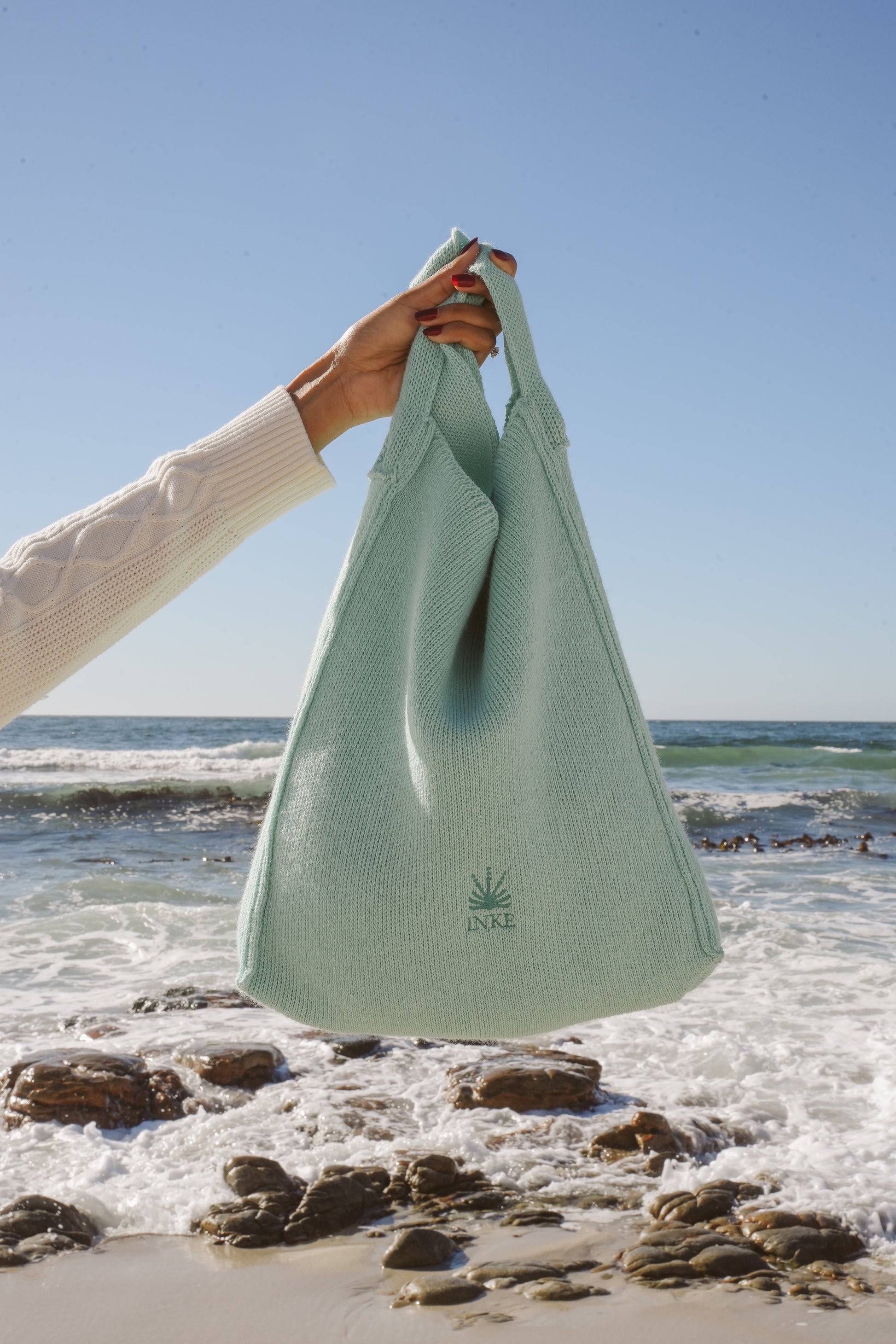 Aloe Knitted Tote - Mint