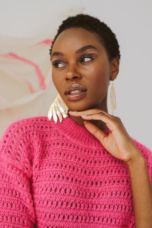 CLARA OPEN KNIT CREW NECK SS JUMPER - FUSCIA